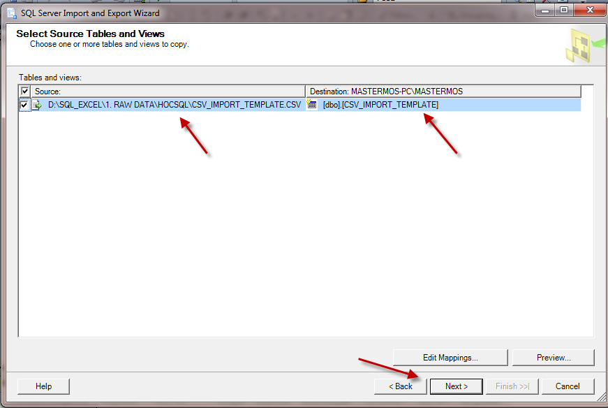 Huong dan import file text dang csv vao co so du lieu SQL Server_Buoc 16